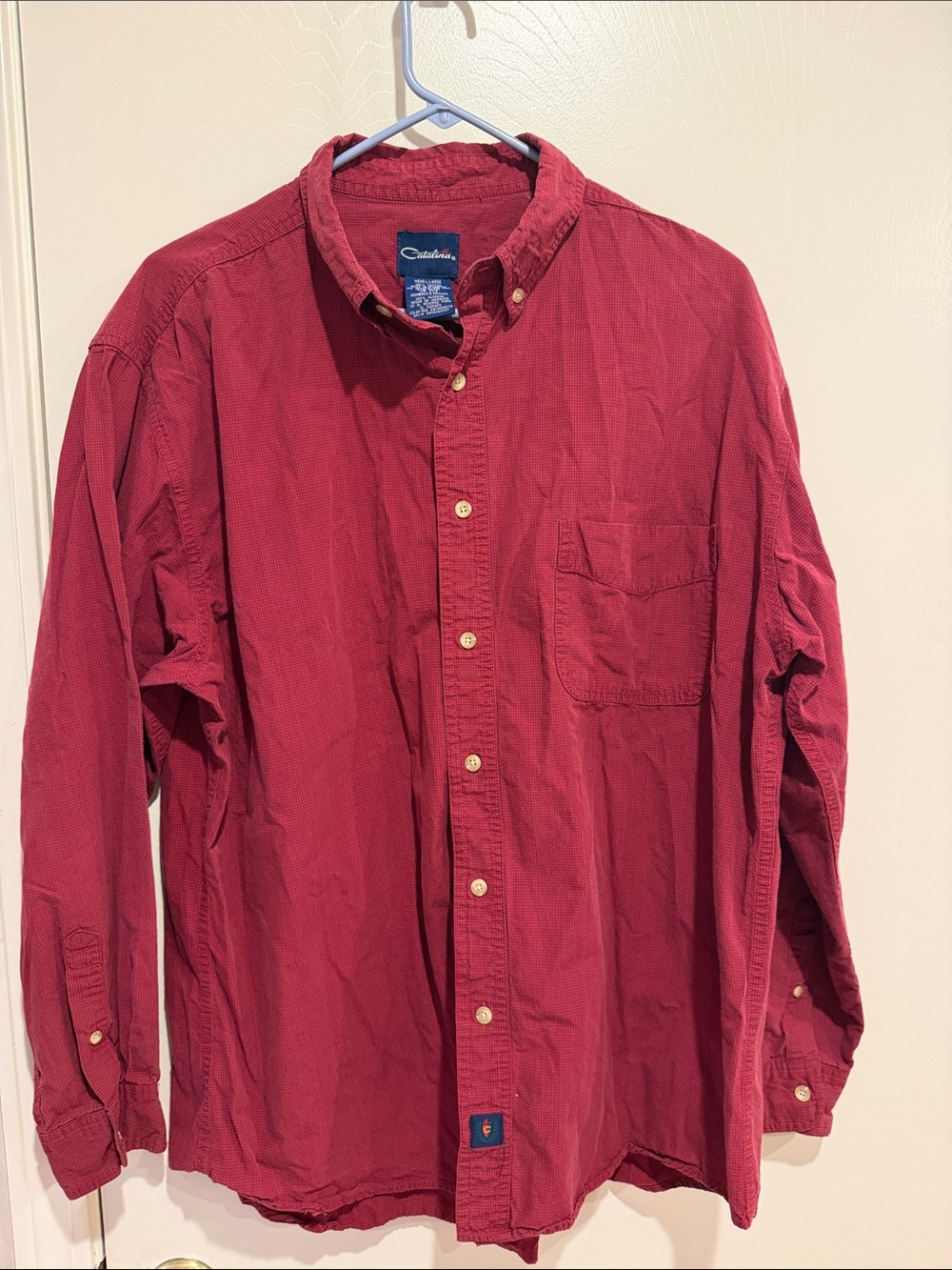 Vintage Vtg Catalina Red Long-Sleeve Corduroy Button-Down Shirt